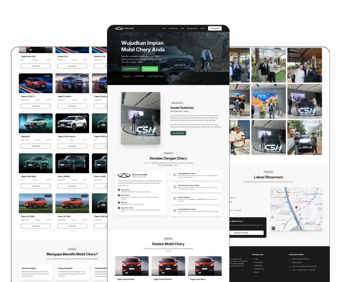 Landing Page Dealer Mobil Chery